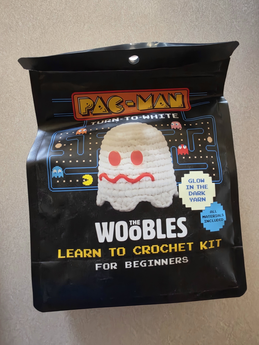 The Woobles Pac-Man Glow-in-the-Dark Crochet Kit - White